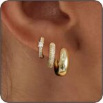 VIROMY Gold Hoop Earrings Set for Women Trendy, 14K...