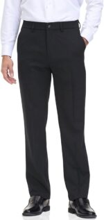 Soojun Men’s Classic Fit Dress Pants – Flex Waist Flat Front