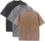 Men’s Oversized Summer T-Shirts – Vintage Heavy Cotton Loose Fit Tees – 3 Pack