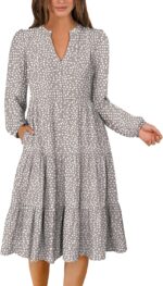 ANRABESS Women’s V-Neck Casual Dress – Long Sleeve – 2025 Spring