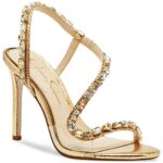 Jessica Simpson Women’s Jaycin Embellished Heeled Sandal, Gold/Clear, 8