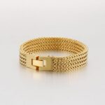 18K gold mesh Cuban bracelet, fashion accessory, suitable for both men and women, birthday gift, hip-hop jewelry, solid tennis bracelet, Miami style Father’s Day gift