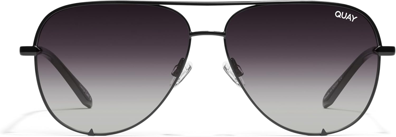 Quay Sunglasses for Men & Women, Polarized Aviator Lenses with UV Protection, Oversized Sunglasses (High Key Extra Large, Black)