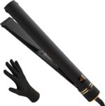HOT TOOLS Pro Artist Black Gold Ionic 1 1/4 Inch Flat Iron – Use as Straightener for Sleek Straight Hair or Use Rounded Edges for Shiny Curls and Waves, Stylist-Preferred Styles