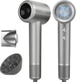 High Speed Hair Blow Dryer｜Professional Salon Grade Air Speed, Negative Ion Hair Care｜Quiet Design｜Suitable for Thick Hair/Styling with Nozzle & Diffuser, Long Motor Lifespan