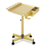 Multi-Function Salon Tray,Extension Hair Cart,Hairstylist Rolling Cart with Storage Platform and Hair Separator Stand,Gold