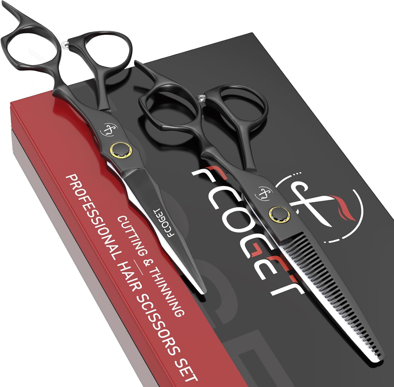 Professional Barber Hair Scissors Thinning Shears Kit – 6.8″ HIGH-END Extremely Sharp Haircut Scissors Hairdressing Texturizing Hair Cutting Shears Set 440C Stainless Steel for Salon Home Stylists