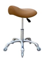 Professional Saddle Stool with Wheels Ergonomic Swivel Rolling Height Adjustable for Clinic Dentist Beauty Salon Tattoo Home Office (Camel)