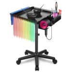 Rolling Salon Tray, Hairstylist Tray on Wheels with Holder and Hair Separator Stand for Salon Station, Salon Tray Cart, Salon Trolley Cart for Salon&Home Use
