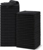 Salon Towels 48 Pack, Microfiber Barber Towel Bulk,(16×29 inches) Fast Drying Hair Towels Super Soft Black Hnad Towels for Gym, Salon, Bath, Spa Use and Home Hair Care(Not Bleach Proof)