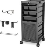 TASALON Professional Salon Trolley Cart, 6 Drawers with Dividers, Lockable Storage,Versatile Salon Cart for Hair Stylist, Hair Tool Holders, Black